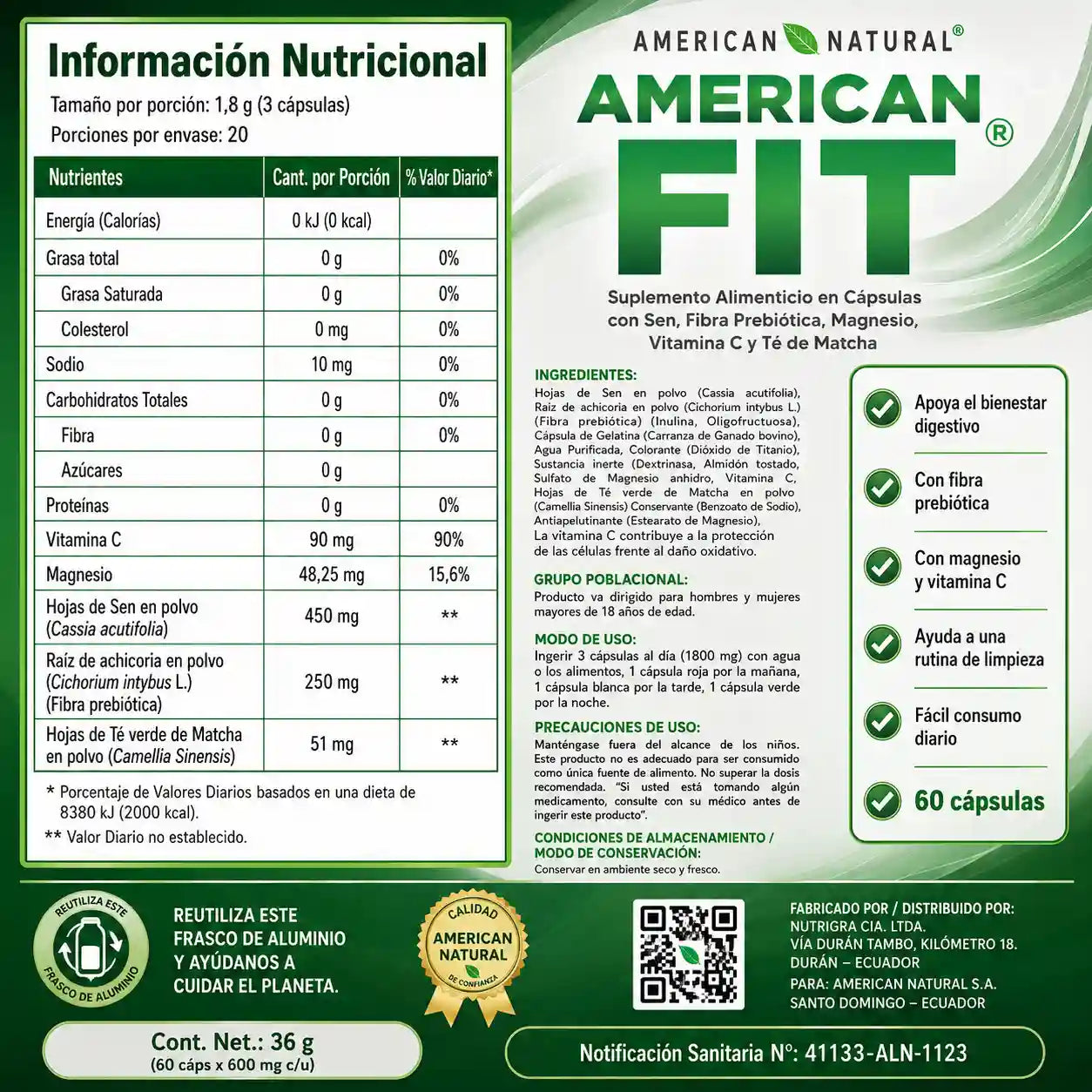 Ingredientes de American Fit para el metabolismo