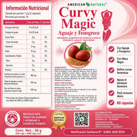 Ingredientes de Curvy Magic aguaje fenogreco y maca negra